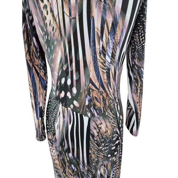 Venus Women's Size L Multiolored Maxi Bodycon  Dress Peacock Animal Print - Picture 5 of 6